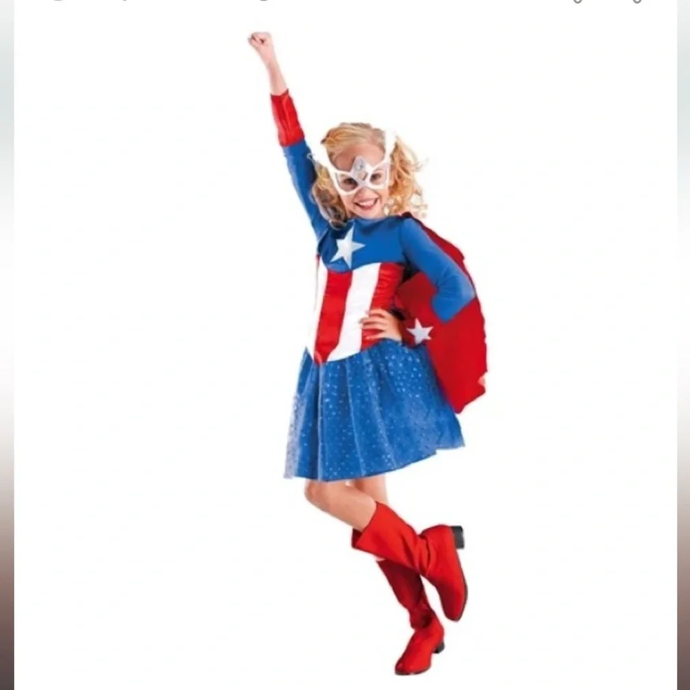 Marvel American Dream captain america Kids Costume - Red Blue White NEW L 10-12